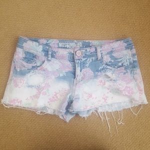 Rose pattern jean shorts